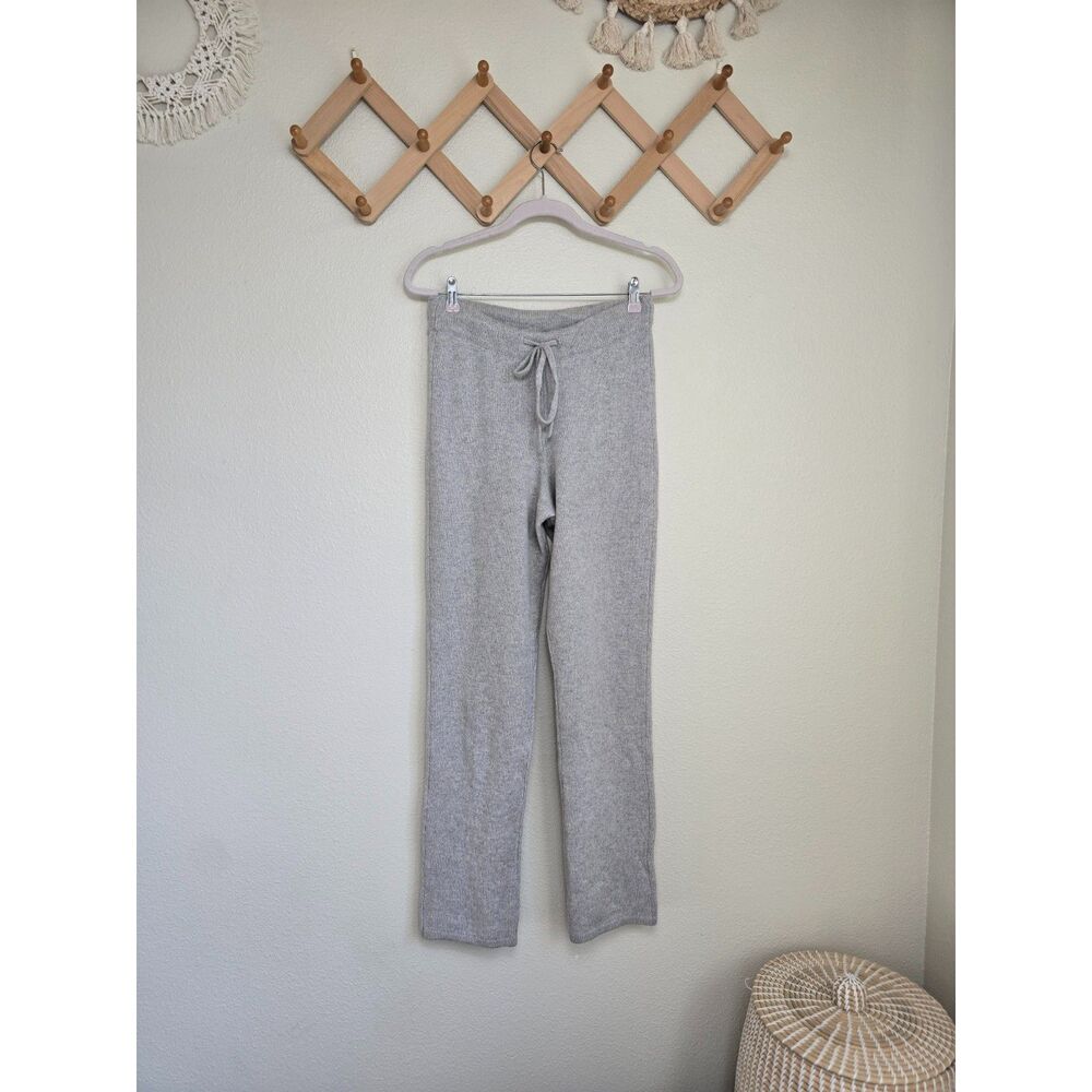 Something Navy Grey Cable Cashmere Knit Drawstring Pants NWT XS